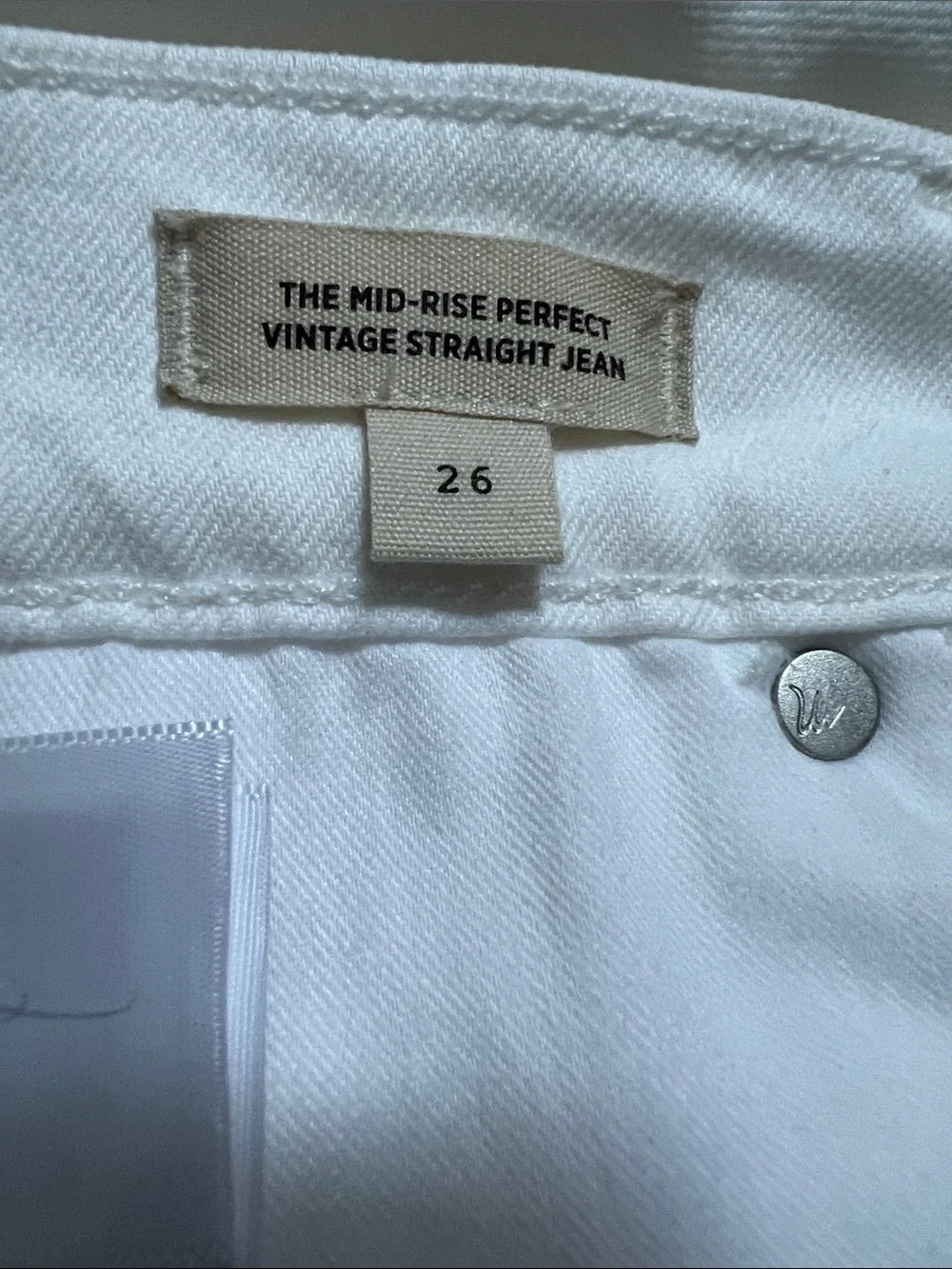 Madewell White Perfect Vintage Straight Leg Jeans Size 26 New With Tags NWT
